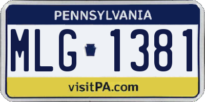 PA license plate MLG1381