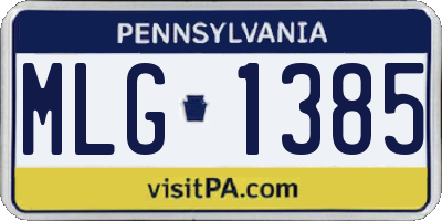 PA license plate MLG1385
