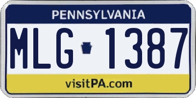 PA license plate MLG1387