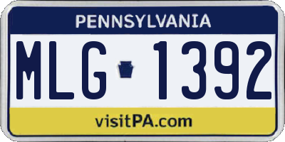 PA license plate MLG1392