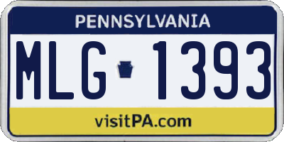 PA license plate MLG1393