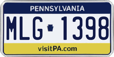 PA license plate MLG1398