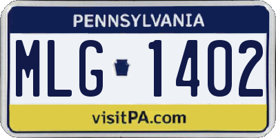 PA license plate MLG1402