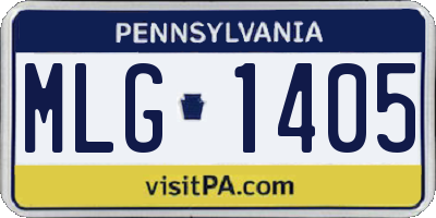 PA license plate MLG1405