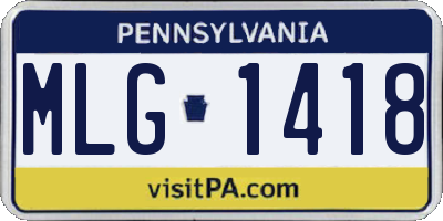 PA license plate MLG1418