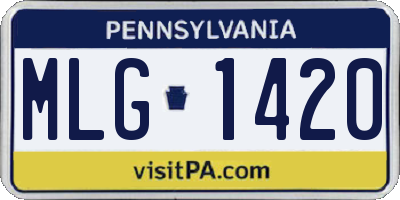 PA license plate MLG1420