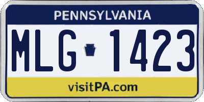 PA license plate MLG1423