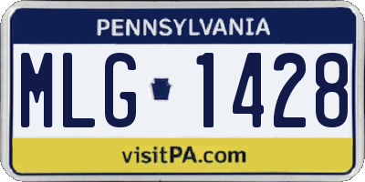 PA license plate MLG1428