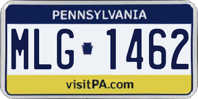 PA license plate MLG1462