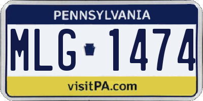 PA license plate MLG1474
