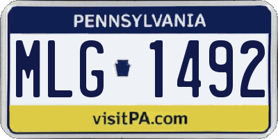 PA license plate MLG1492