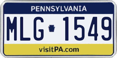PA license plate MLG1549