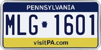 PA license plate MLG1601