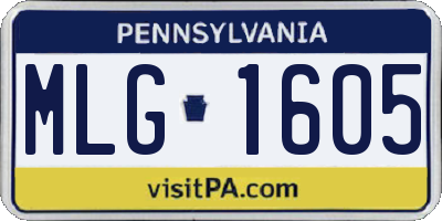 PA license plate MLG1605