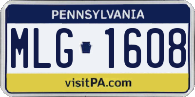 PA license plate MLG1608