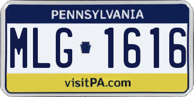 PA license plate MLG1616