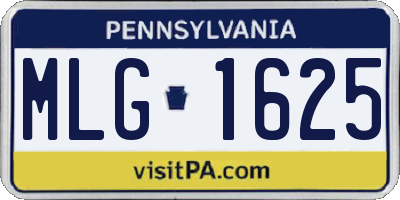 PA license plate MLG1625