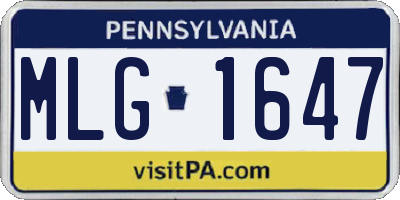 PA license plate MLG1647