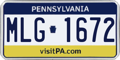 PA license plate MLG1672