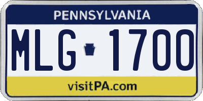 PA license plate MLG1700