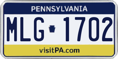 PA license plate MLG1702