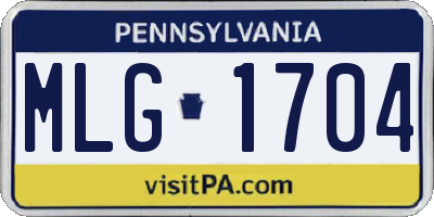 PA license plate MLG1704