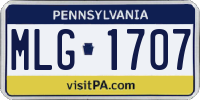 PA license plate MLG1707