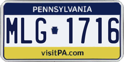 PA license plate MLG1716