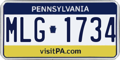 PA license plate MLG1734