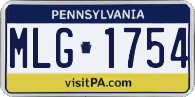 PA license plate MLG1754