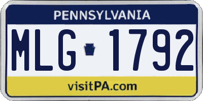 PA license plate MLG1792