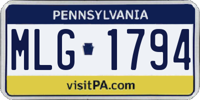 PA license plate MLG1794