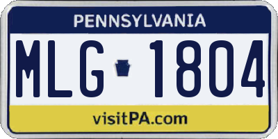 PA license plate MLG1804