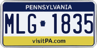 PA license plate MLG1835