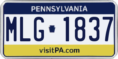 PA license plate MLG1837