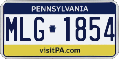 PA license plate MLG1854