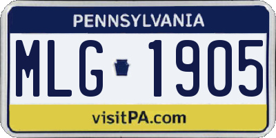 PA license plate MLG1905