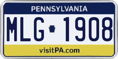 PA license plate MLG1908