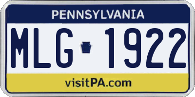 PA license plate MLG1922
