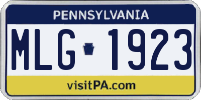 PA license plate MLG1923