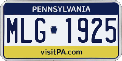 PA license plate MLG1925