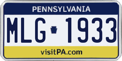 PA license plate MLG1933
