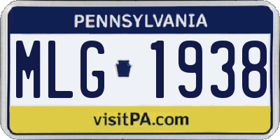 PA license plate MLG1938