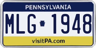 PA license plate MLG1948