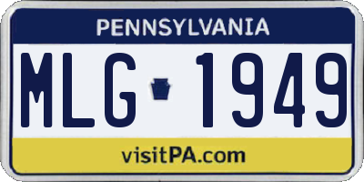 PA license plate MLG1949