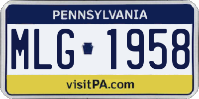 PA license plate MLG1958