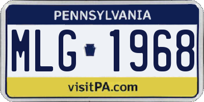 PA license plate MLG1968
