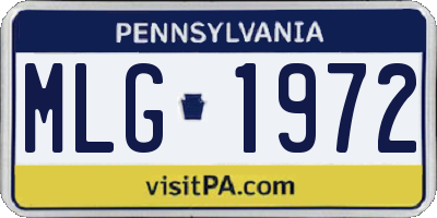 PA license plate MLG1972