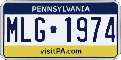 PA license plate MLG1974
