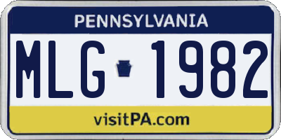 PA license plate MLG1982